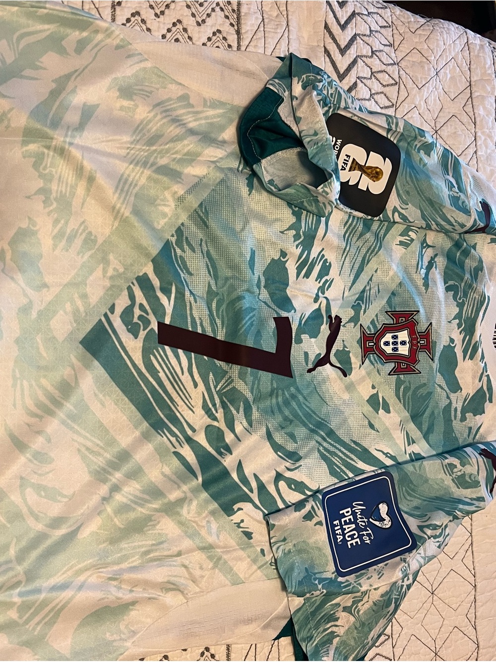 Puma Portugal Men's Football Jersey in Teal and White